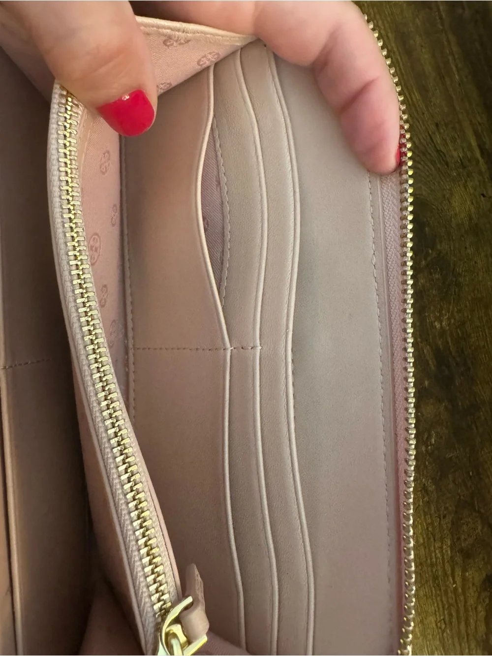 Tory Burch Soft Pink Quilted Zip Wallet